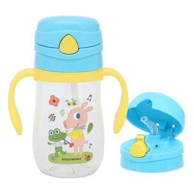Guli Guli Straw Water Bottle [One-Touch Two-Hand Straw 350ml-PM129] [M0753], Mixed Colors, 1 Piece