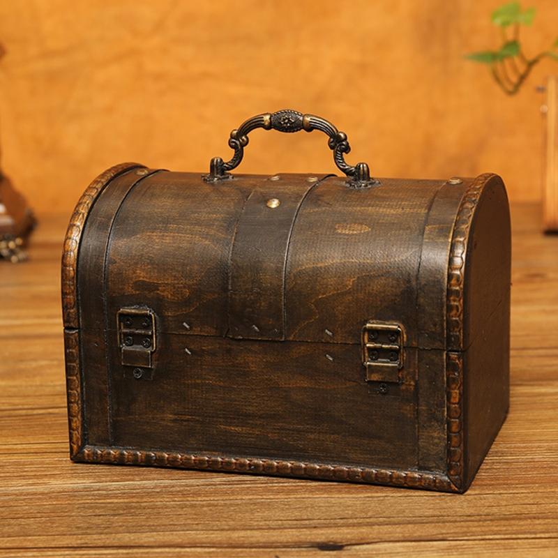Vintage Wooden Jewelry Storage Box Organizer Container for Case Keepsake Chest for Souvenirs Xmas Birthday Valentines