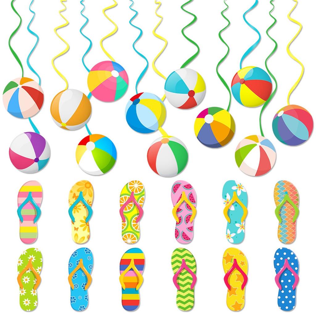 New Summer Theme Decoration Spiral Hanging Decoration Set Scene Layout Party Supplies 2D