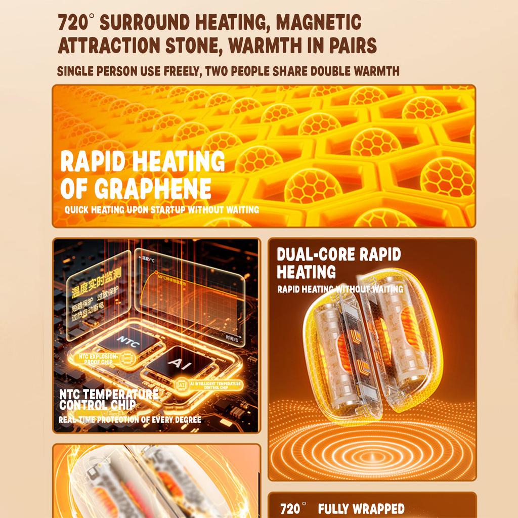Handwärmer Tragbarer Taschenhandwärmer, Magnetischer Elektrischer Handwärmer Kreativer Geteilter Handwärmer Outdoor-Wärmer Tragbar Zwei in Eins.