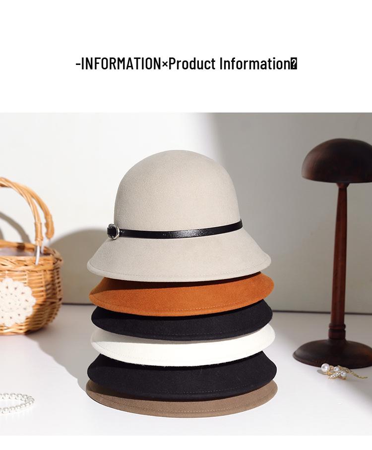 2025 Women's British Retro Wool Felt Hat: Autumn/Winter Fashion Belted Bucket Hat