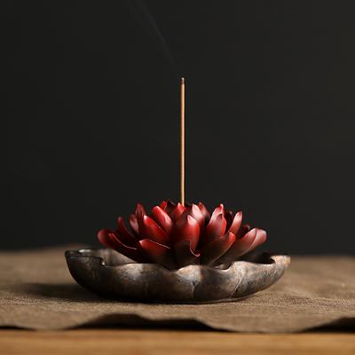 Ceramiczny Kadzielnik Ręcznie Robiony Kwiat Lotosu Uchwyt na Kadzidełka Zen Medytacja Wystrój Domu Aromaterapia i Joga Prezent