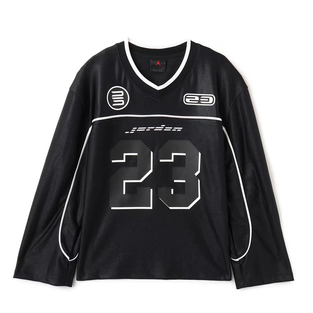 Jordan Wj Ls Jersey V-Neck Pullover Long Sleeve T-Shirt Women Tops Black HF9460-010