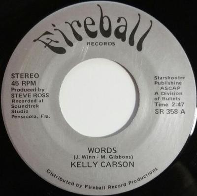 7inch Record KELLY CARSON - Words / Be Happy For Me SR358 Fireball Record US Folk Used