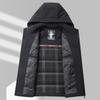 Herren Daunenjacke mit Kapuze für den Winter im neuen Stil für Männer mittleren Alters, einfache, lässige, warme, lockere Daunenjacke für Männer