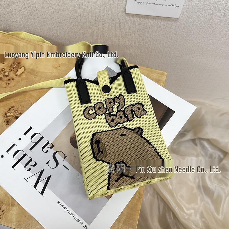 Cute Cartoon Dopamine Knit Crossbody Phone and Coin Bag