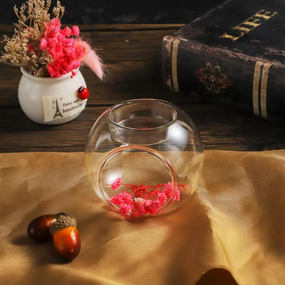 6/12Pcs Transparent Glass Candle Holder Round Bubble Hollow Tealight Candlestick Wedding Dinner Decoration for Paty Wedding