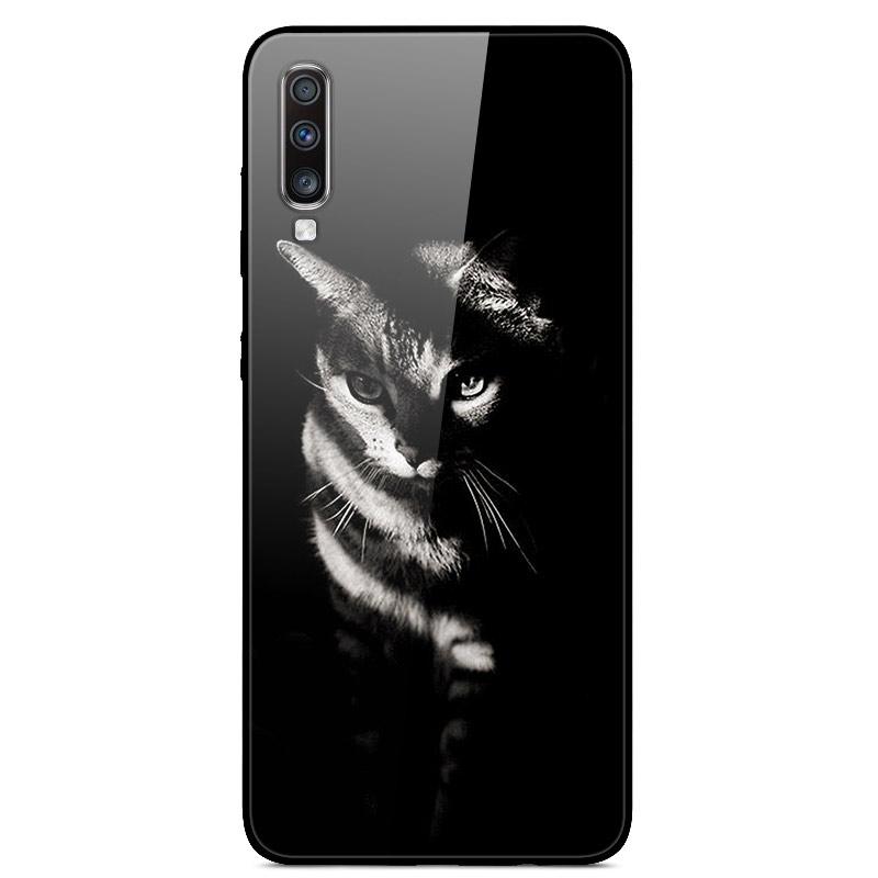 For Samsung A70 Case Cute Pattern Tempered Glass Back Hard Cover Case For Samsung Galaxy A70 Phone Cases Coque A70S A 70 Fundas