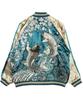 HYAKKA RYOURAN Fully Embroidered Reversible Sukajan Jacket with Cherry and and Outerwear Jacket In Solid and Light Blue Turquoise and Japanese-style