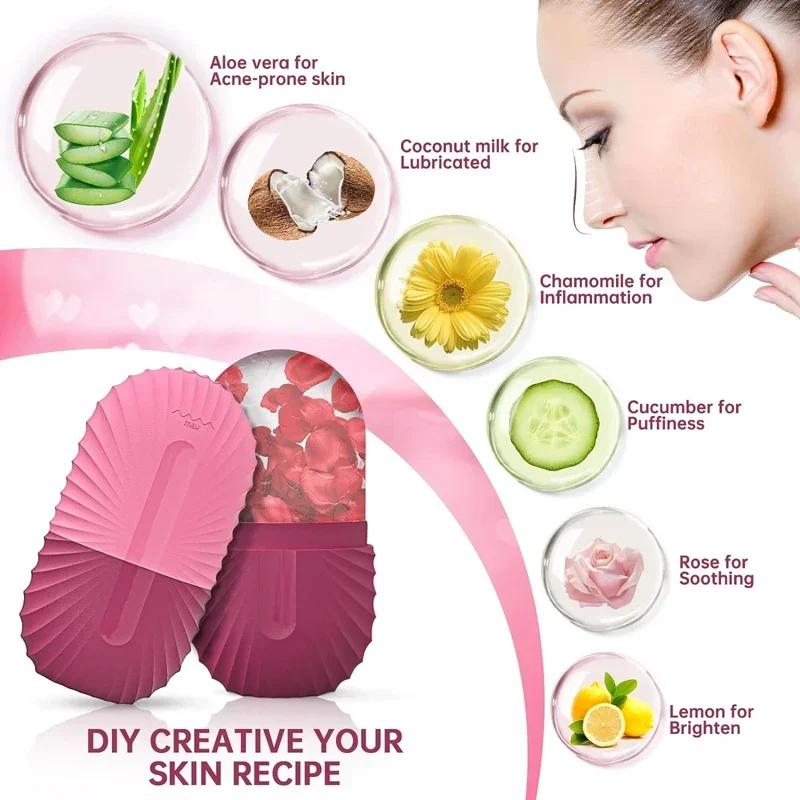 Facial massager 1PCS Ice Face Roller Ice Cube Beauty Massage Silicone Ice Mold For Eye Puffiness Ice Facial Roller Shrink Pores