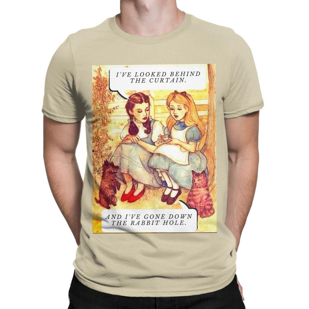 The Wizard Hole T Shirt for Men 100% Cotton Vintage T-Shirt Round Collar Alice In Wonderland  Tee Shirt Short Sleeve Clothes New