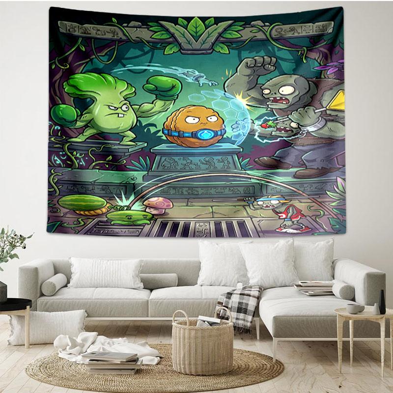 Plants VS Zombies Print Tapestry - Portable Wall Decor Cloth, for Home, Dorm, Travel, Bedroom, Living Room - Ideal Birthday Housewarming Gift
