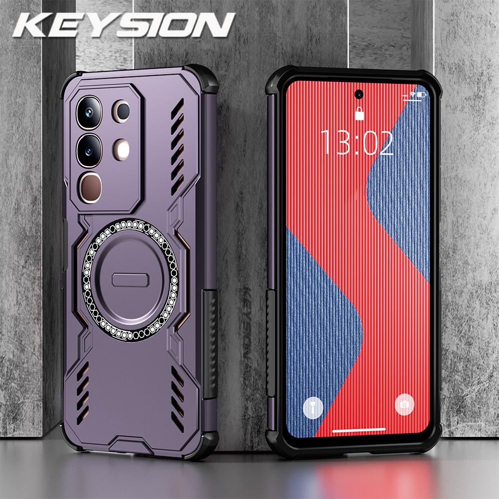 

KEYSION Hollow Heat Dissipation Case for VIVO Y29 4G Silicone+PC Magnetic Cooling Shockproof Phone Back Cover for IQOO Z10X for IQOO Z10X фиолетовый