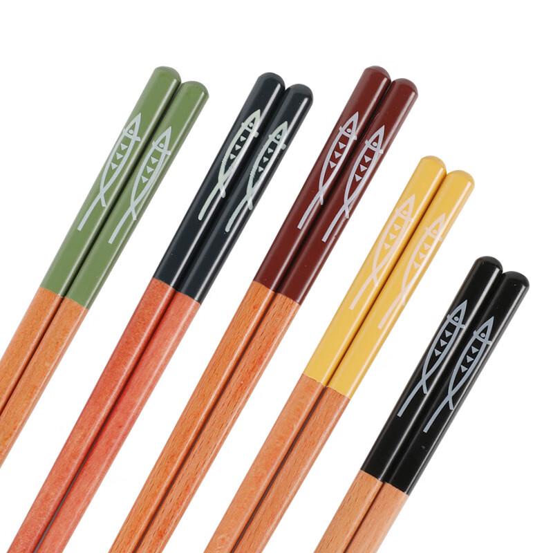 Changbaosen Five-Color Saury Wooden Chopsticks - 10 Pairs