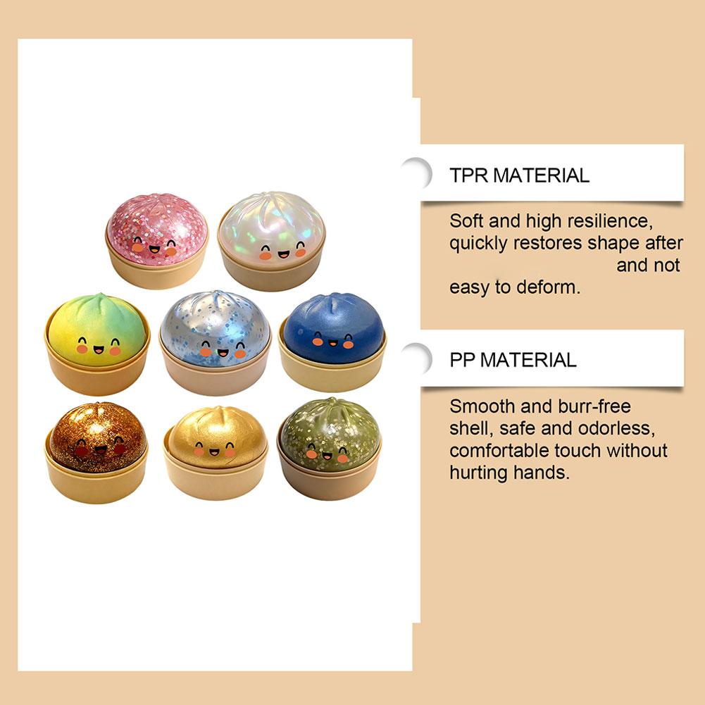 Kawaii Steamed Bun Squishy Toy Cute Soft Stress Relief Squeeze Fidget Toy Anti Anxiety Decompression For Kids Adults Gift Toys