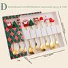 6pcs Christmas Party Dinnerware Set with Gift Box Elk Christmas Hat Tree Fork Spoon Cutlery Set Gold Stainless Steel Tableware