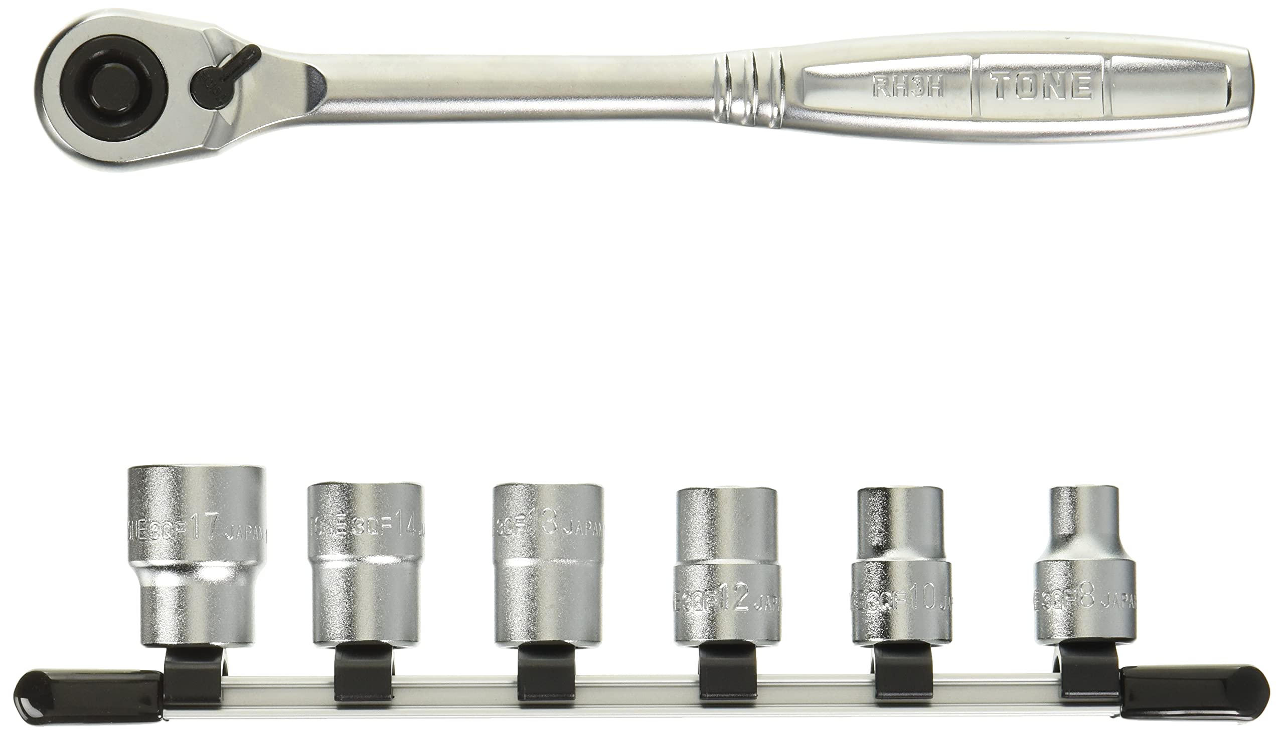 

Tone Quick Fit Socket Wrench Set 7 Pieces (with Holder), HQF30610, 9.5mm (3/8 ) Drive,