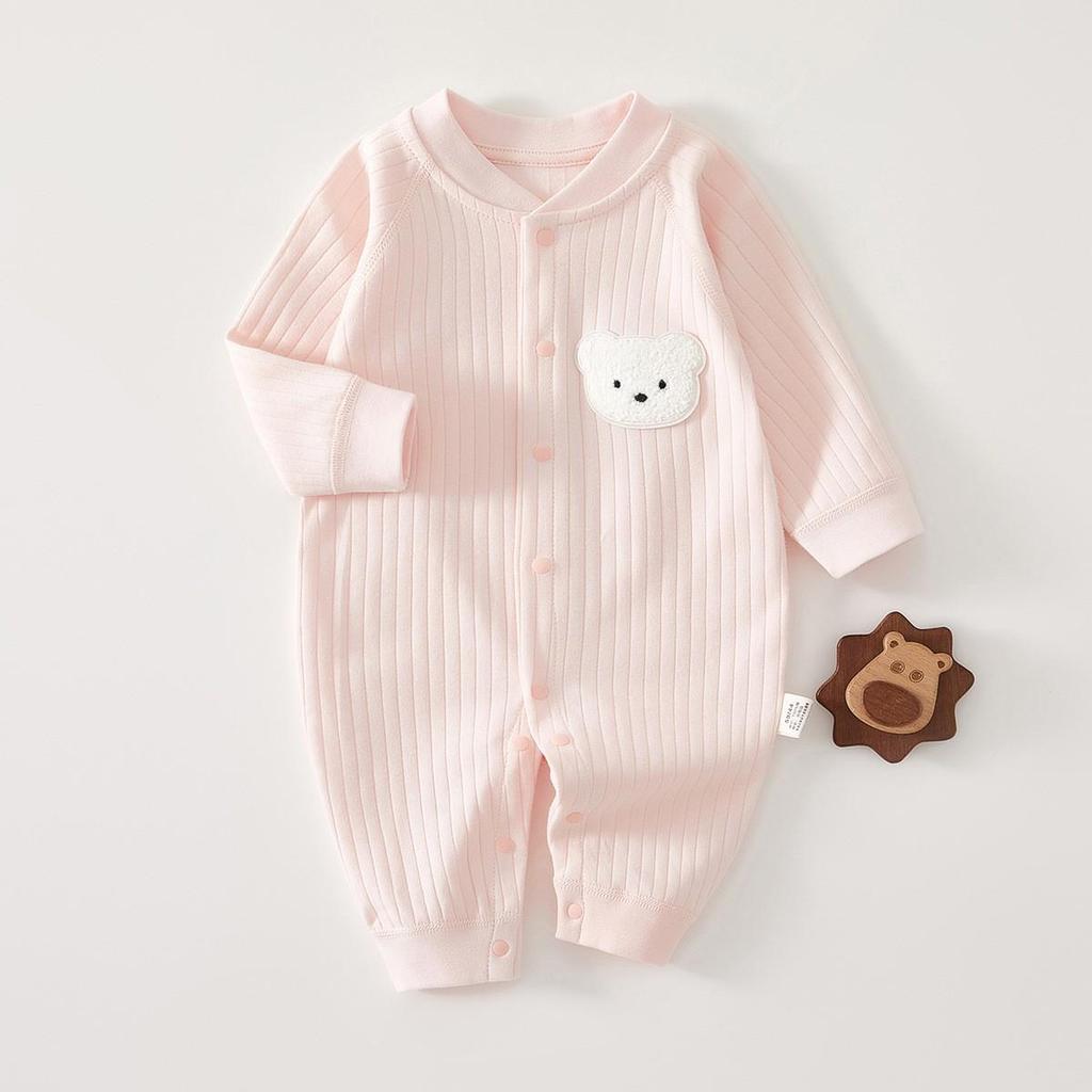 Autumn/Winter Pure Cotton Baby Romper – Long Sleeve Boneless Newborn Onesie for Spring