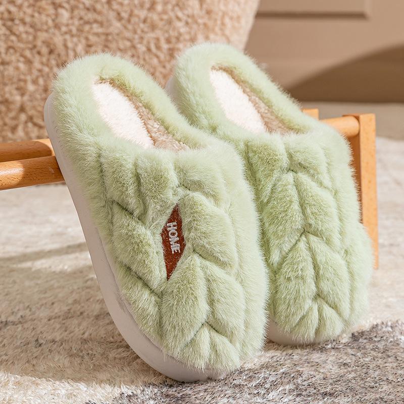 Stepping On Shit Cotton Slippers Autumn and Winter Wear 2025 Autumn and Winter New Thick-bottomed Warm and Non-slip Plush Mop