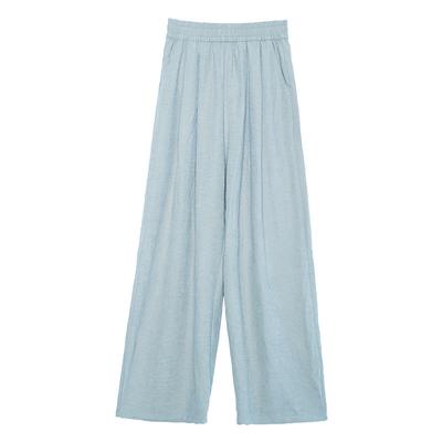 White Women Spring New High Waist Draping Straight-tube Casual Loose Wide-leg Pants