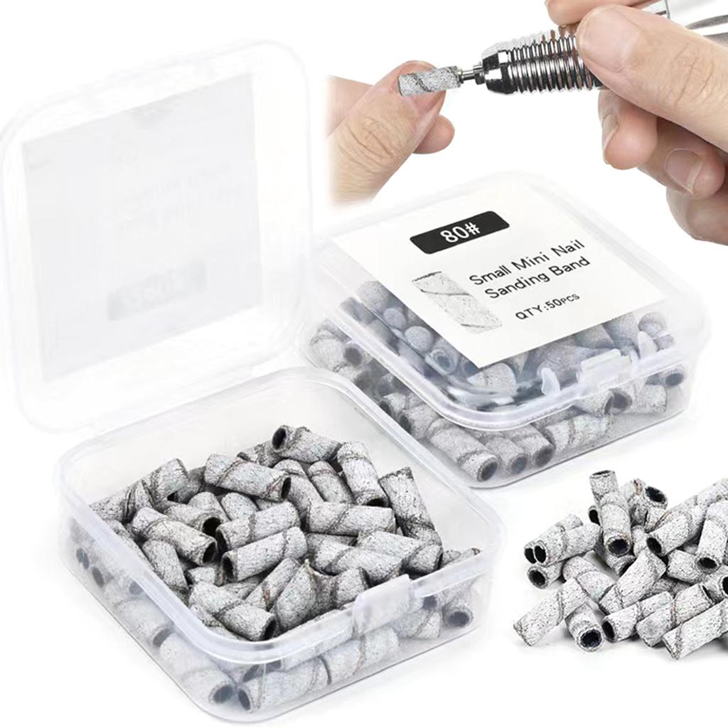 80/120/150/180/240Grit Nail Sanding Bands for Nail Drill Fine Grit Nail Sanding Bands Nail Drill Sanding Bit Manicure