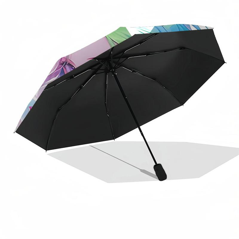 1pc Rainbow Hair Anime Girl Outdoor Umbrella - Automatic Opening/Closing, Portable 3-Fold Design with 8 Iron Ribs - Perfect Gift for Fans, Travelers,
