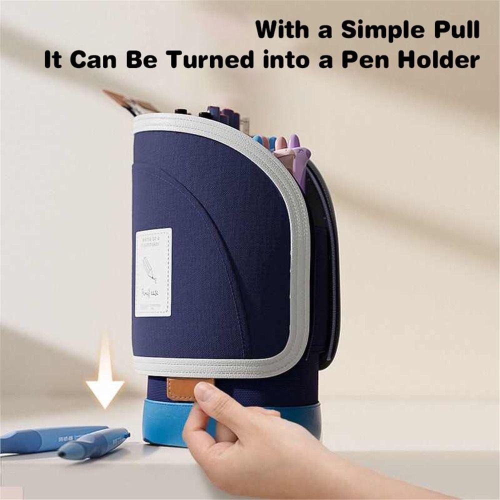 

Vertical Retractable Pencil Bag 2-in-1 Stationery Storage Bag Desk Supplies Holders