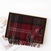 British Style Classic Red Plaid Cashmere Scarf for Women Cashmere Shawl Dual Purpose Warm Scarf