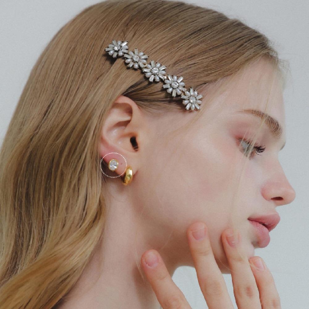 Jlauren Cubic Vince Silver One-Touch Earrings M03872
