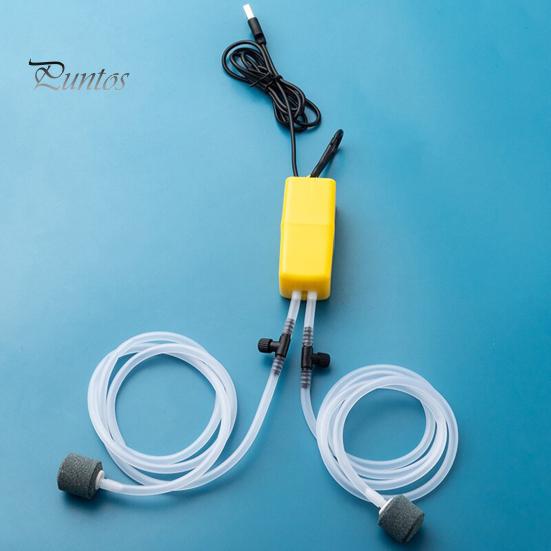 1 Set Oxygen Pump Dual Tube Design Mini Aquarium Air Pump Kit Ultra-Quiet USB Charging Pump for Fish