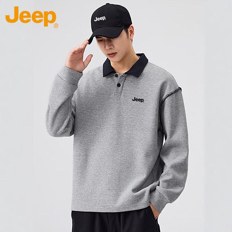 Jeep Men's Autumn/Winter Loose Fit Polo Collar Sweatshirt