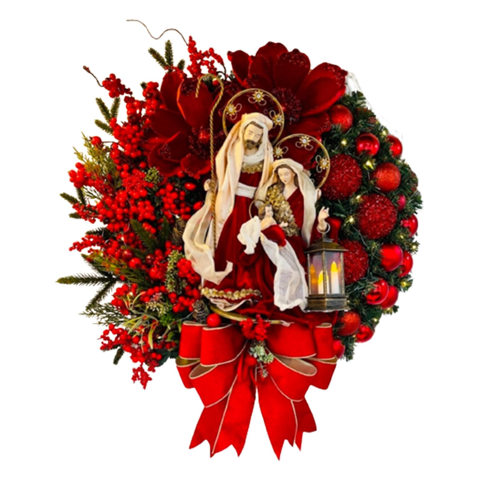 

Christmas Wooden Hanging Sign Christmas Hanging Sign Sacred Xmas Wreath Decor for Front Door Window Wall