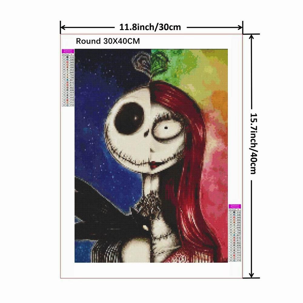 Skull Jack Sally Couple Diamond Painting New Full Diamond Nightmare Before Christmas Themed Handmade DIY Diamond Embroidery Material Pack