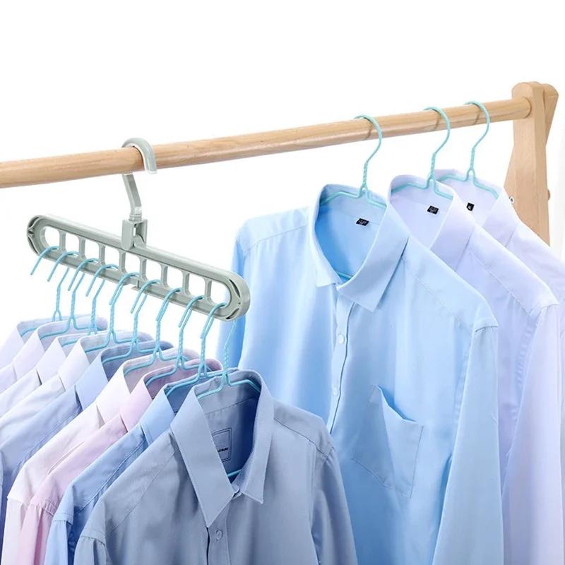 1pcs 9-Hole Wardrobe Storage Rack Multifunctional Foldable Clothes Drying Rack Storage Clothes Rack Space-saving Clothes Hanger
