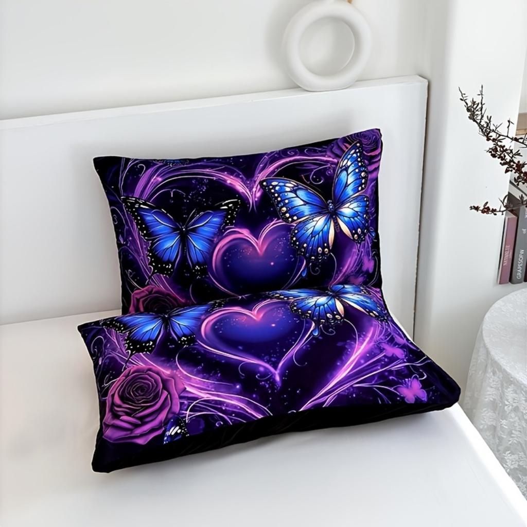 Butterfly Heart Digital Printed Bedding Set Cozy Soft Duvet Cover King Queen Twin Single Size Bithday Gift Bedroom Decoration