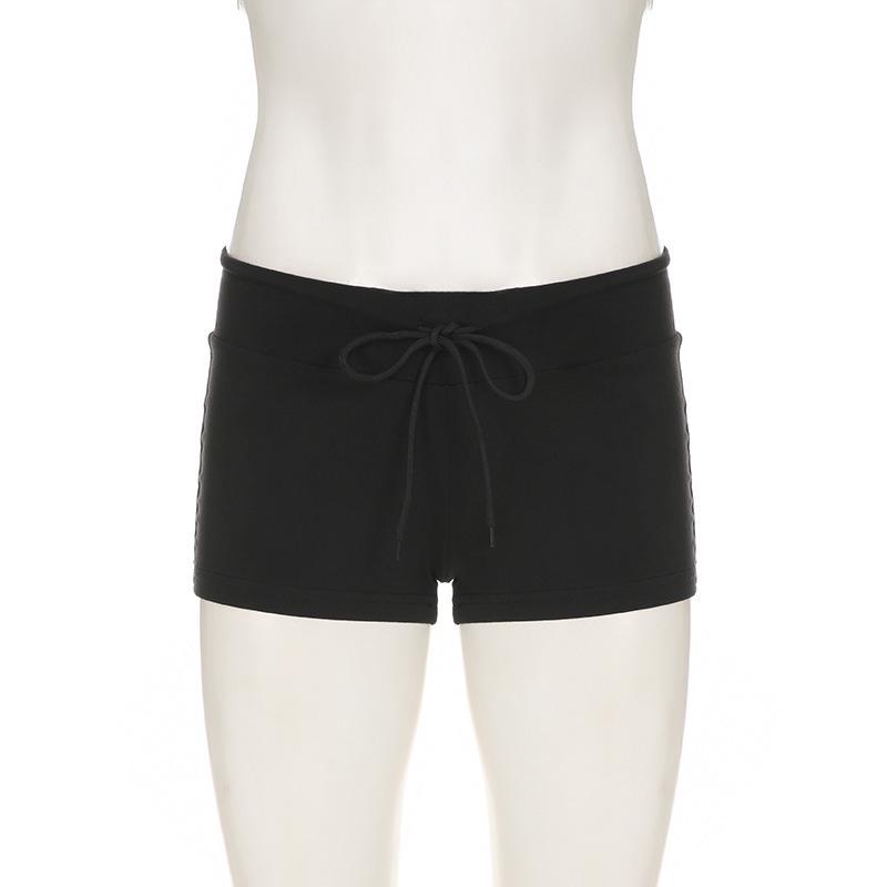 European & American Sexy Low-Waist Lace-Up Yoga Shorts: Athletic, Casual Fit
