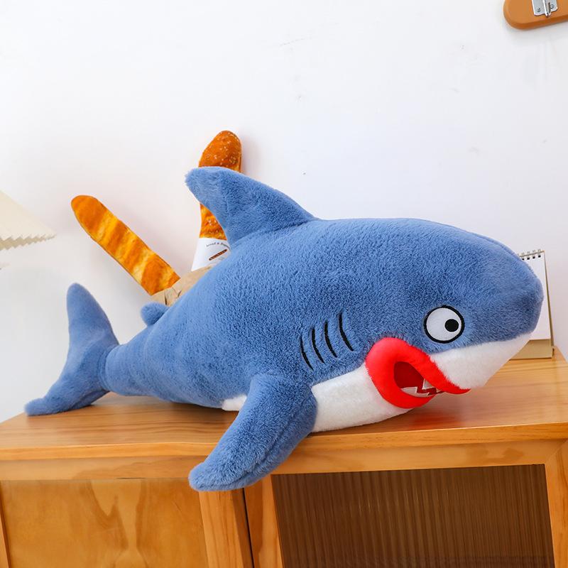 

Улыбающаяся акула плюшевая игрушка милая красная губа мегалодон подушка кукла большая спящая успокаивающая кукла 75cm0.5kg
