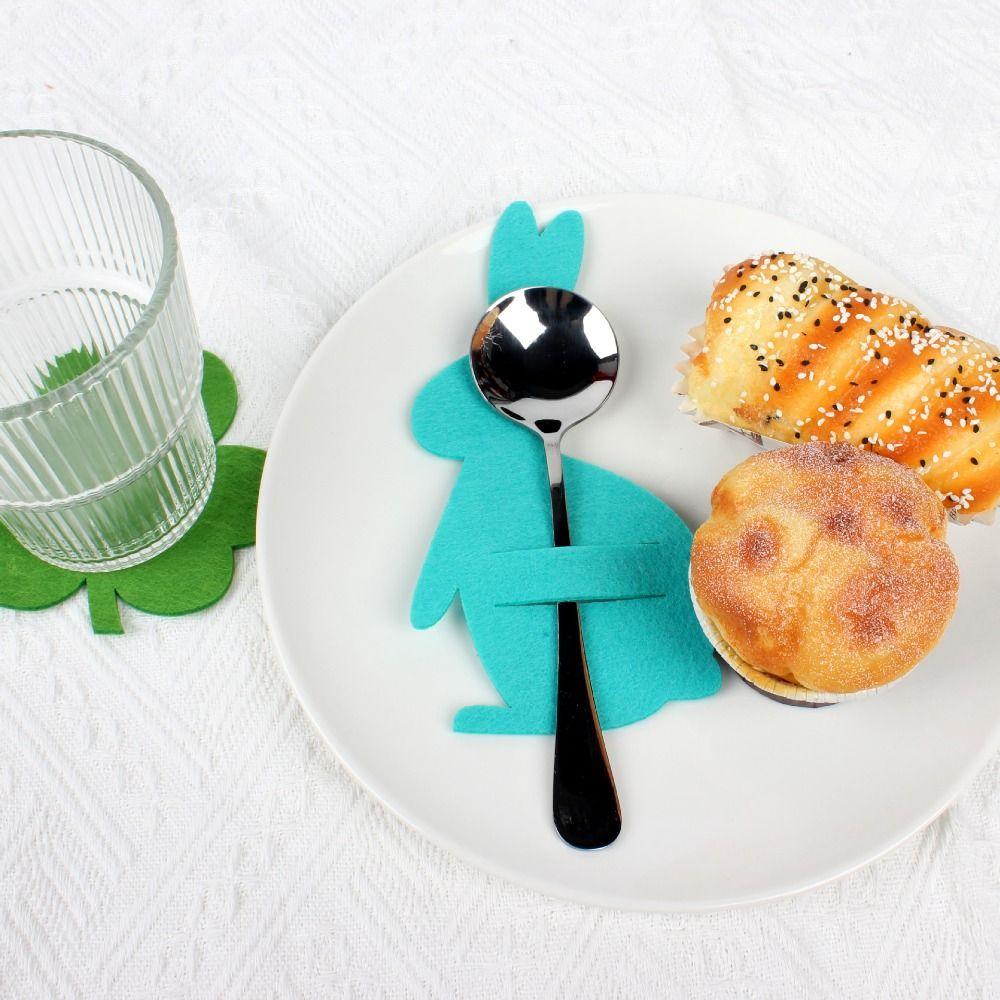 12pcs Cartoon Easter Fork Bag Non-Woven Fabric Cutlery Sleeve Bags Cute Cutlery Bags  Wedding