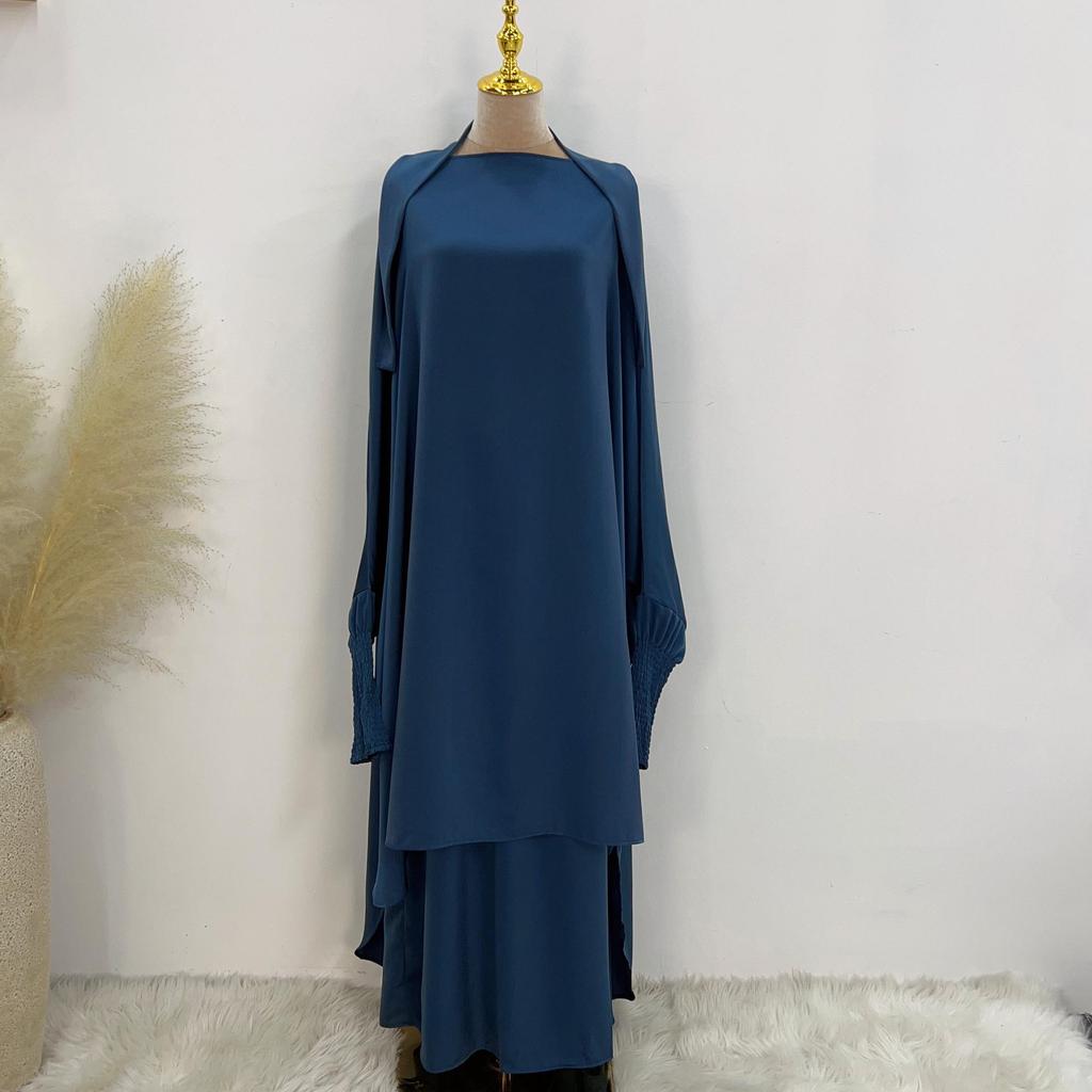 Loriya 2023 Solid Color Streetwear Swing Robe Dress Set - LR618