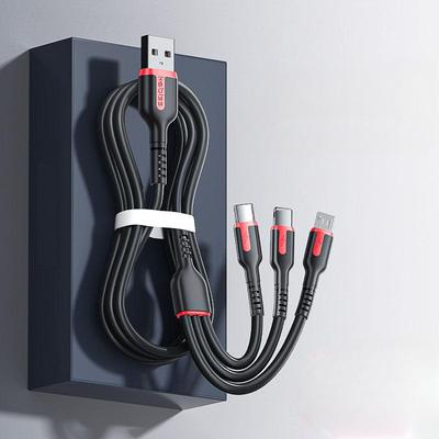 Cavo dati 3 in 1 Cavo di ricarica per telefono cellulare con ricarica super veloce da 100 W 6A Adatto per cavo dati Android Apple Type-C