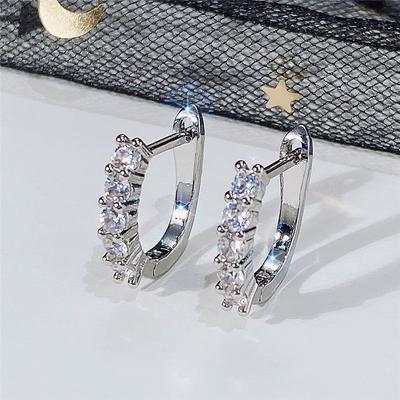 Mini Hoop Earrings For Girl Silver Color Shiny Cubic Zirconia Daily Collocation Accessories Minimalist Gift Women Jewelry