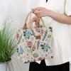 Aesthetic Floral Print Lunch Bag Insulated Large Capacity Lunch Bag Thermal Cooler Handbag For School Work Travel Picnic