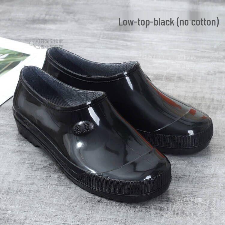 Men's Low-Cut Wear-Resistant Fashion Rain Boots: Non-Slip, Thickened Rubber Galoshes for Construction Sites