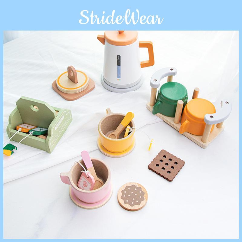 Wooden Kitchen Toy Tea Set With Realistic Accessories For Kids Play Educational