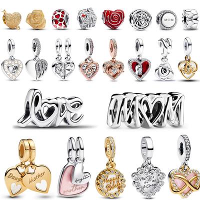 Einzigartiger teilbarer Mutter & Tochter Anhänger Charm passt Armband Kupfer Liebe Mama Perlen DIY Halskette Schmuck Geschenk