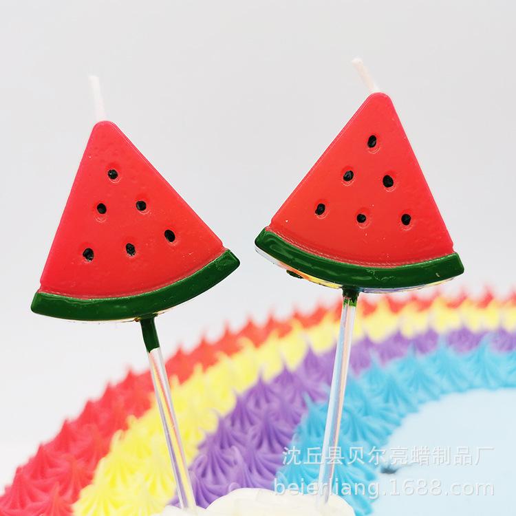 Kinder Kreative Simulation Frucht Geburtstagskerze Farbe Cartoon Wassermelonenform Bastel Kuchen Dekoration Kerze