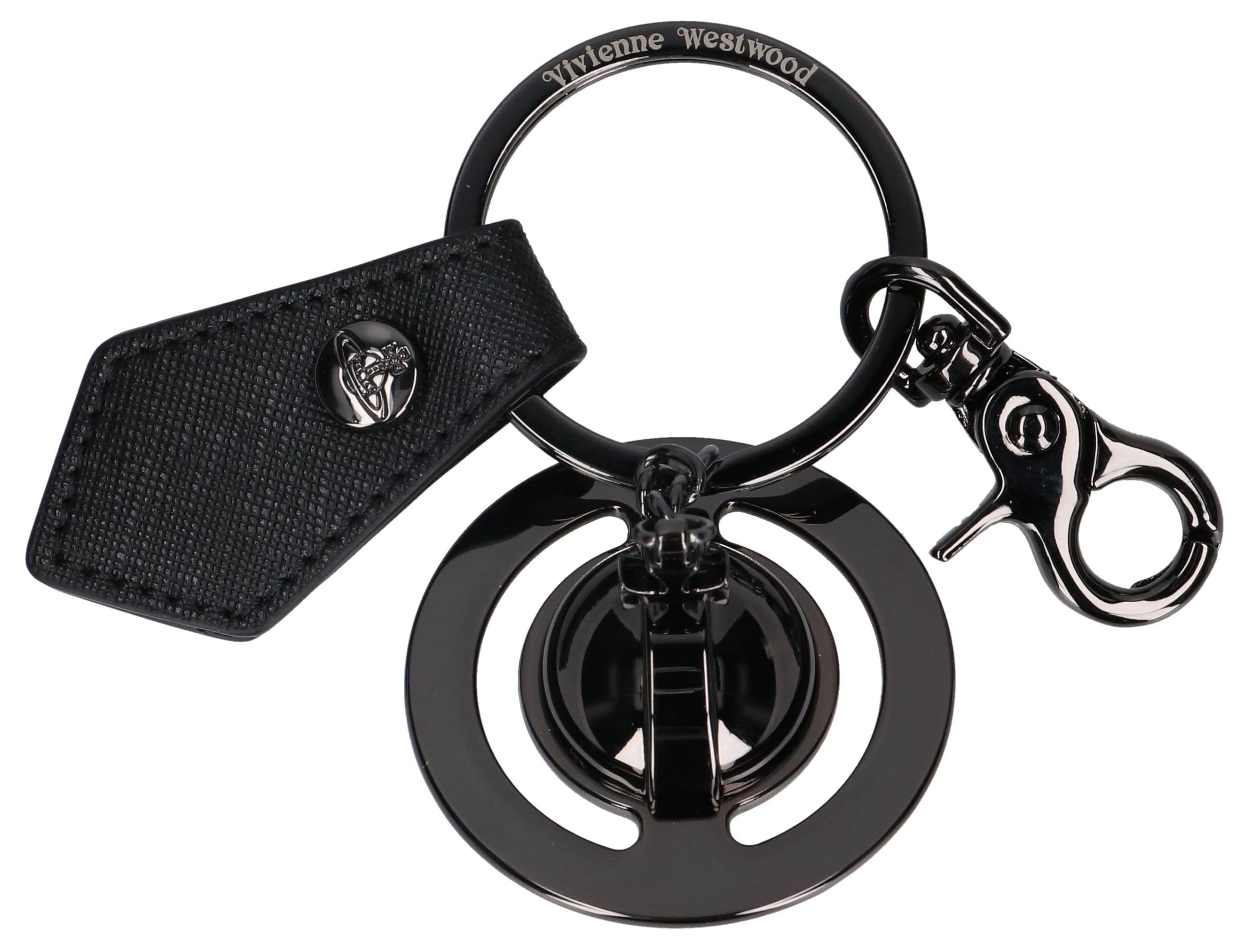 Vivienne Westwood METAL 3D ORB GUNMETAL Key Ring 8203011NU OM0014 N401 BLACK SAFFIANO [Used]