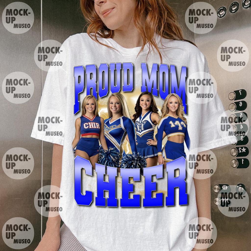Personalized Proud Mom Cheer T-Shirt PNG: Custom Photo Design (Digital Download)