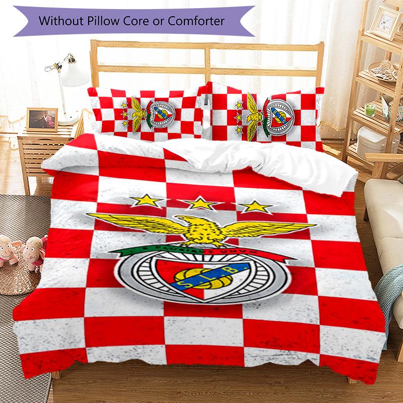 Benfica FC 3pcs Bedding Set Duvet Cover Closure Includes 1 Duvet Cover & 2 Pillowcases for All Seasons Bedroom Home Dorm Decor