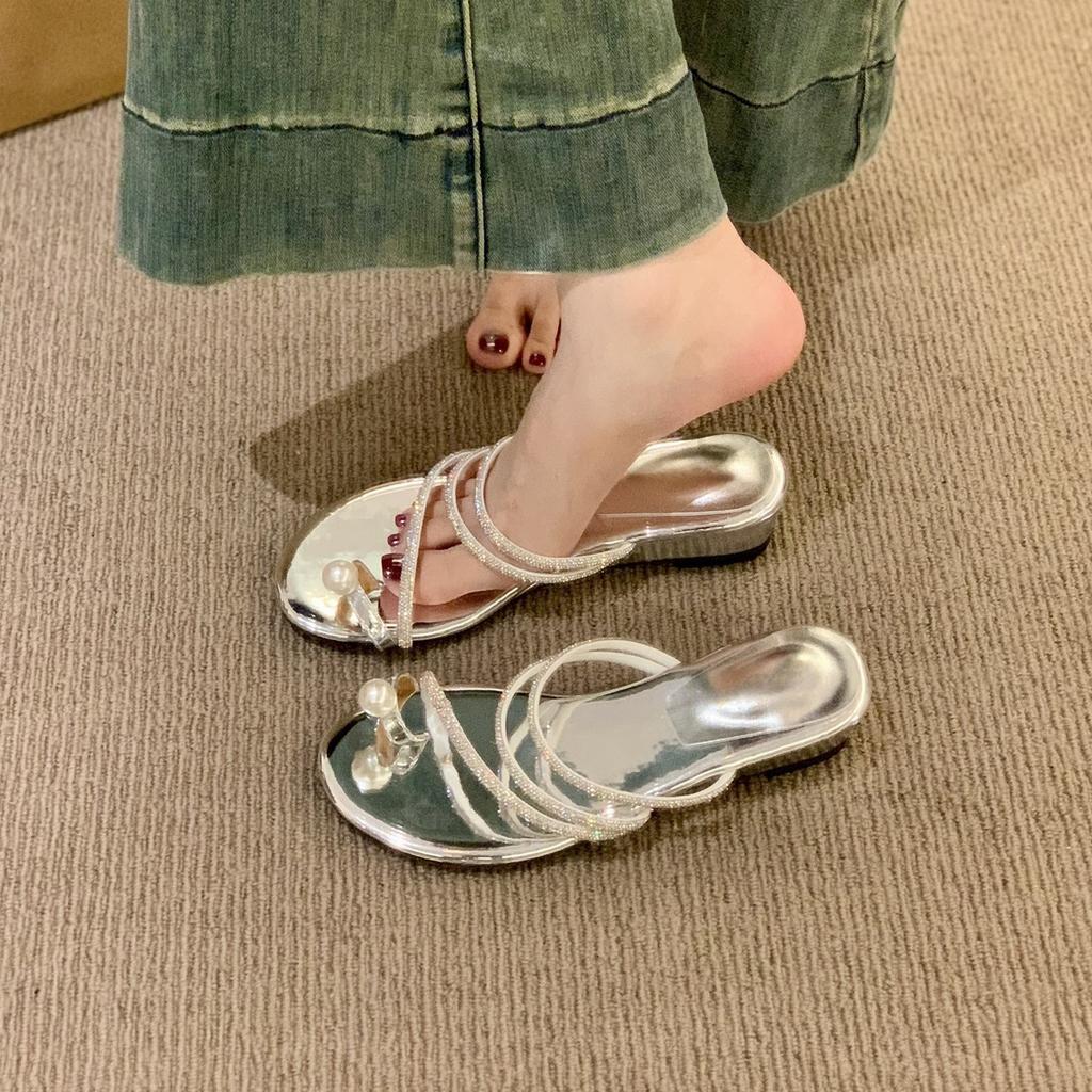 Sandales à bout ouvert à perles de vent féerique 2025 nouvelles sandales de vacances à talons compensés à strass pour jupe